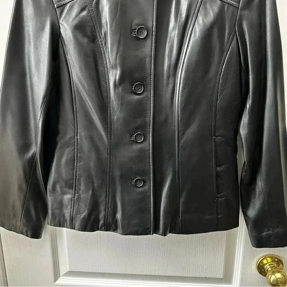 Danier Black Leather Jacket Blazer Button Front  Insulated Removable Liner Small - Picture 6 of 16